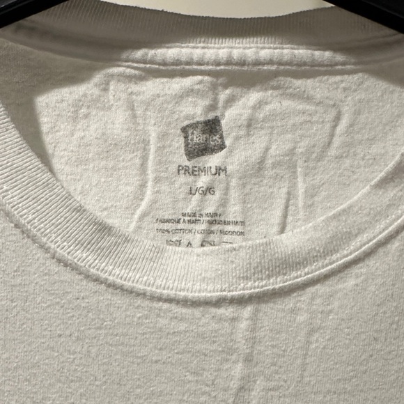 Men's Long Sleeve Hanes Tee Shirt - White - Picture 2 of 3